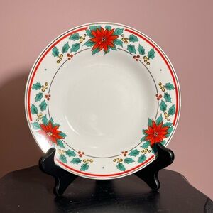 Festive heritage Holiday bowl with Poinsettia Design  - replacement china